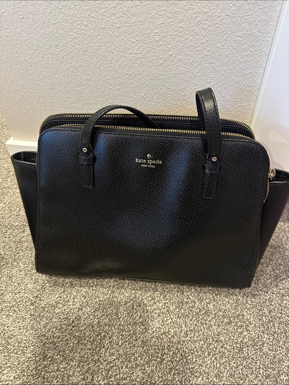 kate spade Black Pebbled Leather Double-Zip Satchel